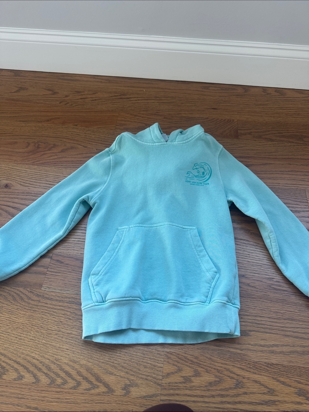 Kids Aqua Pullover Hoodie with Surf Wave Graphic